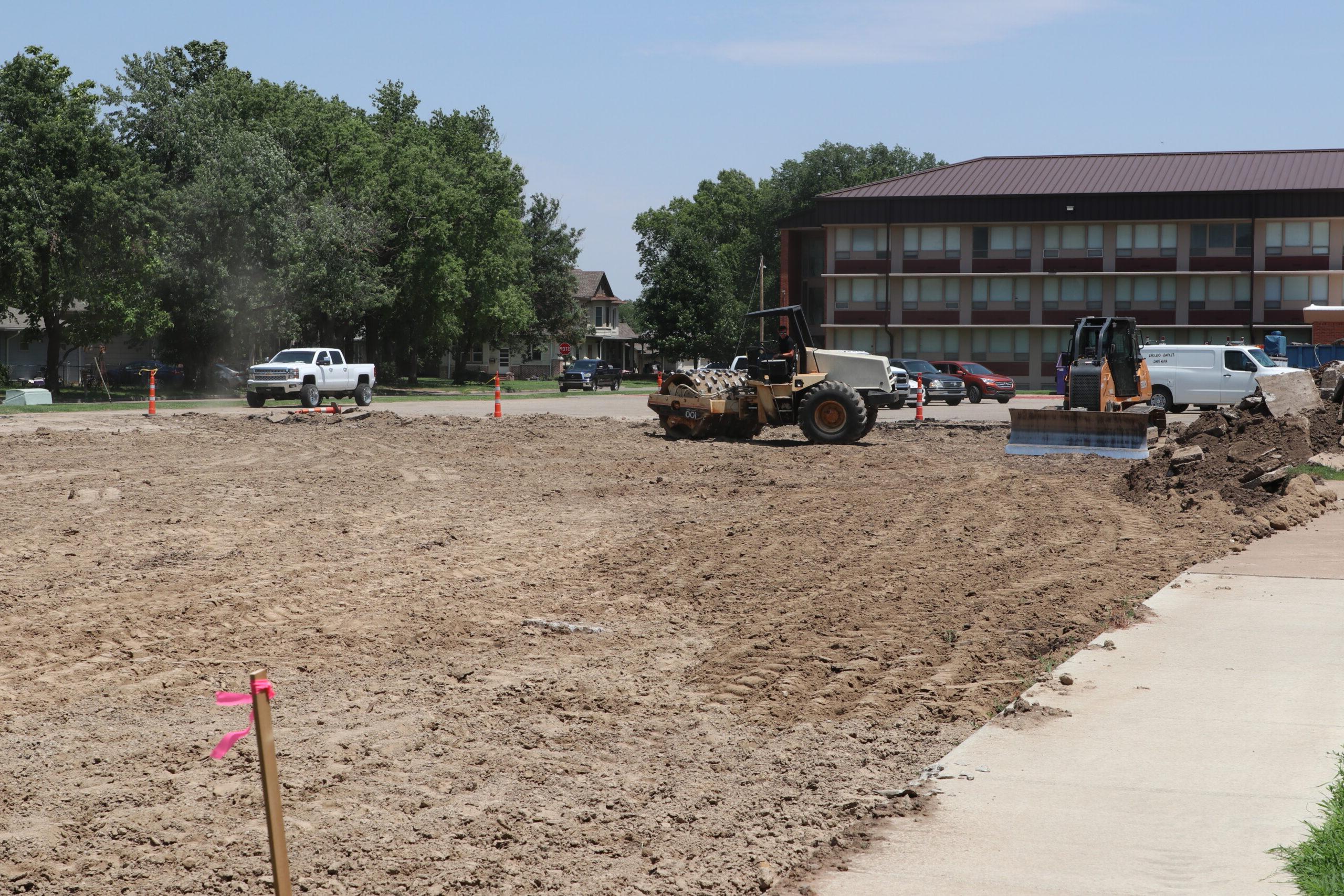 Work on ground for new parking lot
